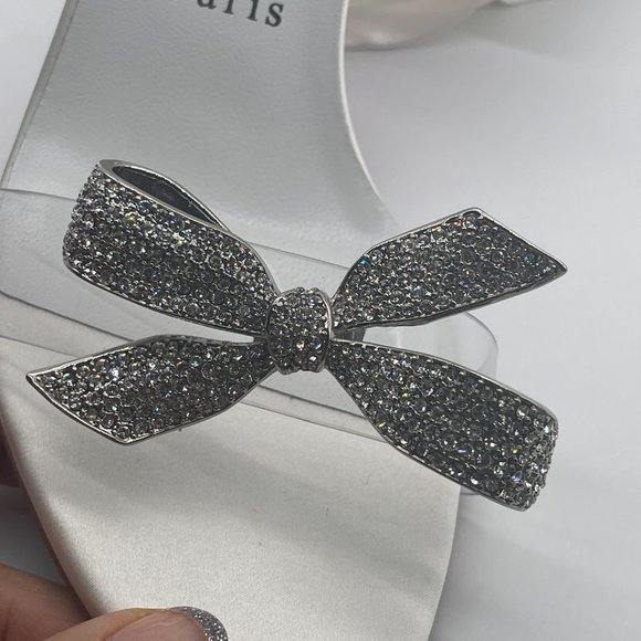 Christian Louboutin ASTRINODO Crystal Bow Silk Tie PVC Heels Sandals Shoes - Picture 13 of 16